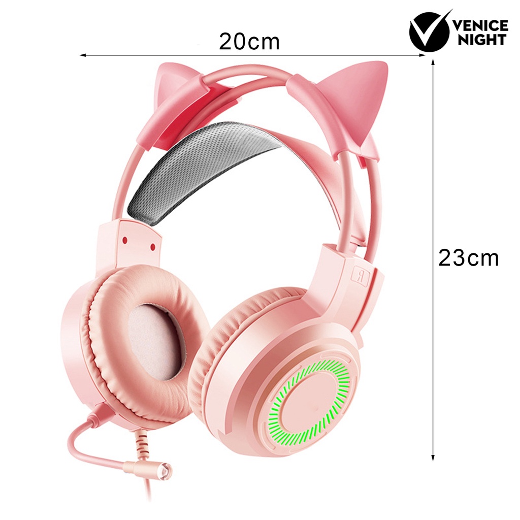 (VNEP) (Berkabel) G60 Headphone Bass Colorful Lights 3.5mm 7.1 Surround Sound Gaming Headset dengan Mic untuk Gamer