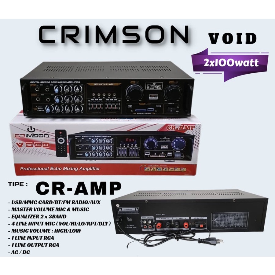 PROFESSIONAL ECHO MIXING AMPLIFIER CRIMSON CR-AMP VOID