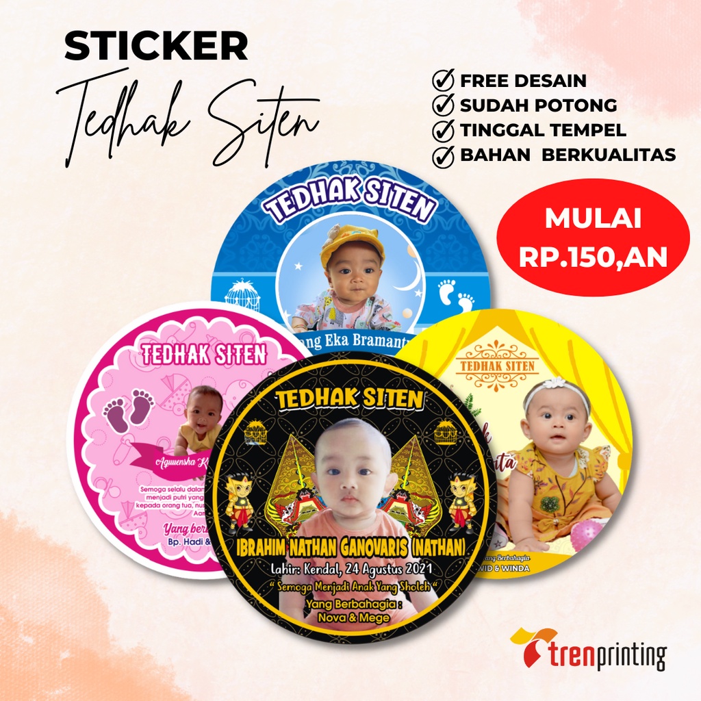 

Stiker Tedak Siten Dan Aqiqah Custom, STICKER LABEL CUSTOM, Cetak Stiker Custom Potont Pola, TINGGAL TEMPEL, STICKER DUNDUNAN BAYI