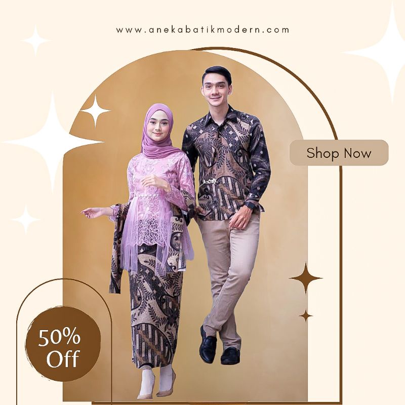 COUPLE KEBAYA ANNISA KEBAYA BATIK BROKAT TILLE KONDANGAN TUNANGAN HAJATAN NIKAHAN SERAGAM COUPLE PIN