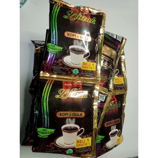 

Kopi Luwak hitam+gula 25gr 1 renceng 20pc