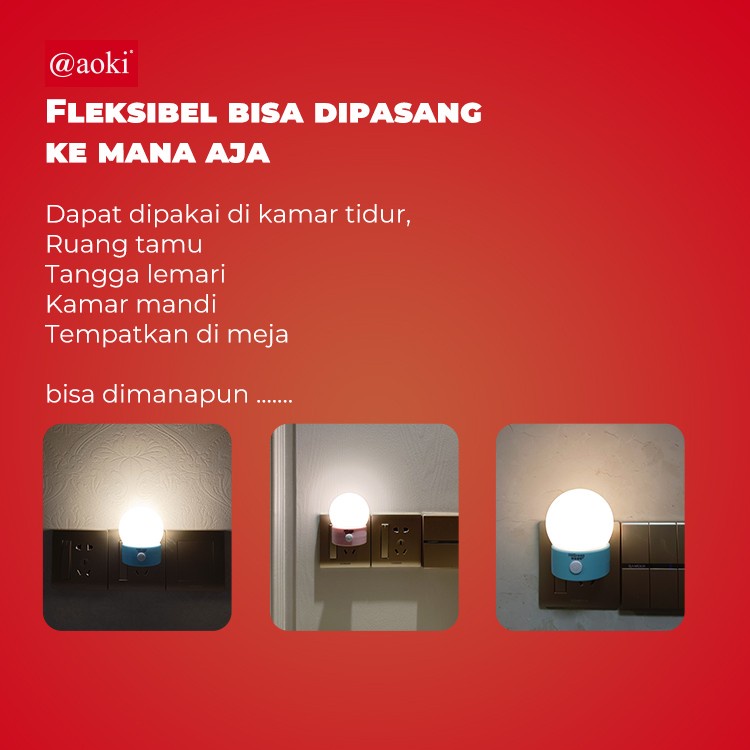 Lampu Tidur 3W 0.6W Cahaya Putih Dan Kuning Aoki AK YD01 ORIGINAL