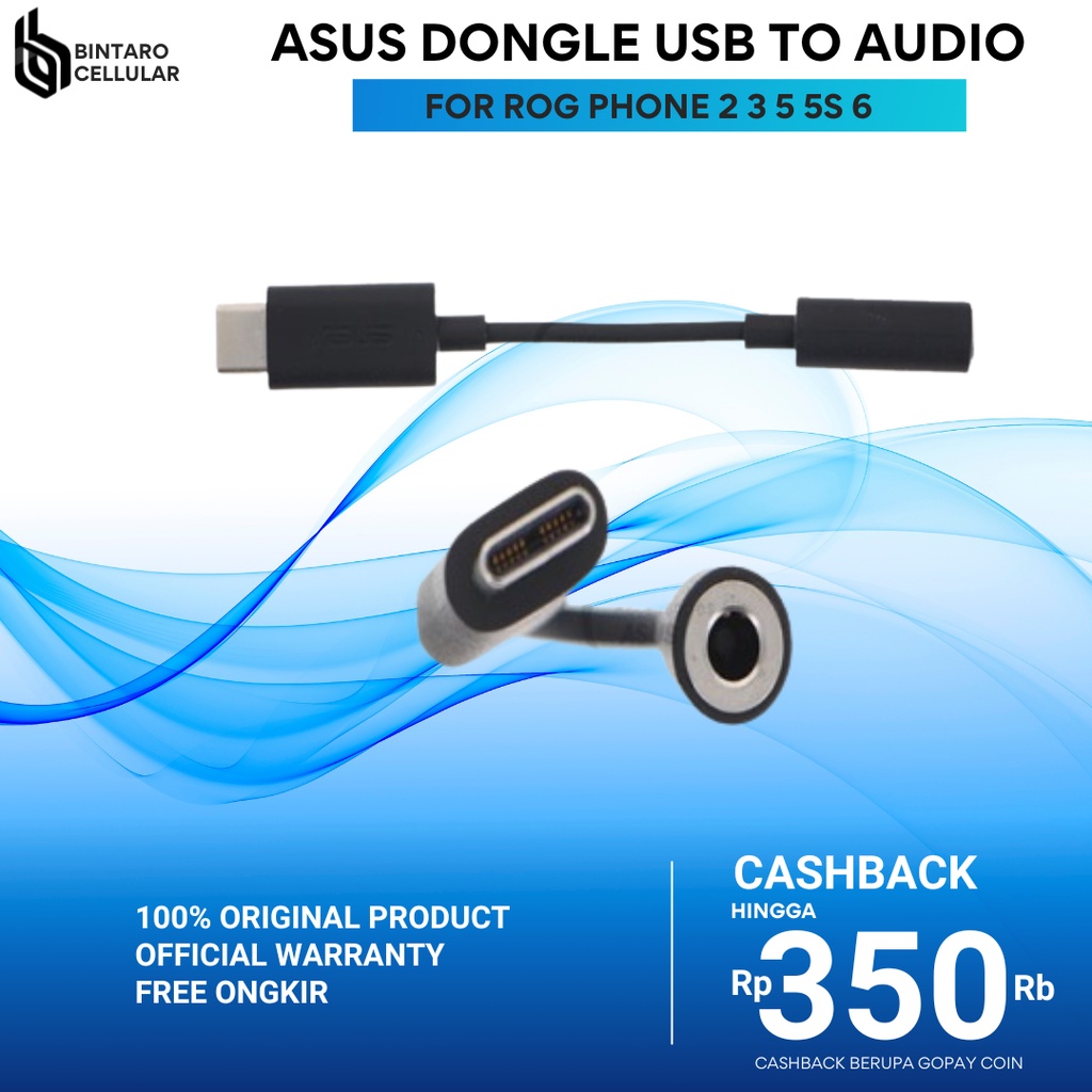 DONGLE USB C TO AUDIO ADAPTER ROG PHONE ORIGINAL ASUS CONVERTER SUPPORT FOR ROG PHONE 2 3 5 5S 6