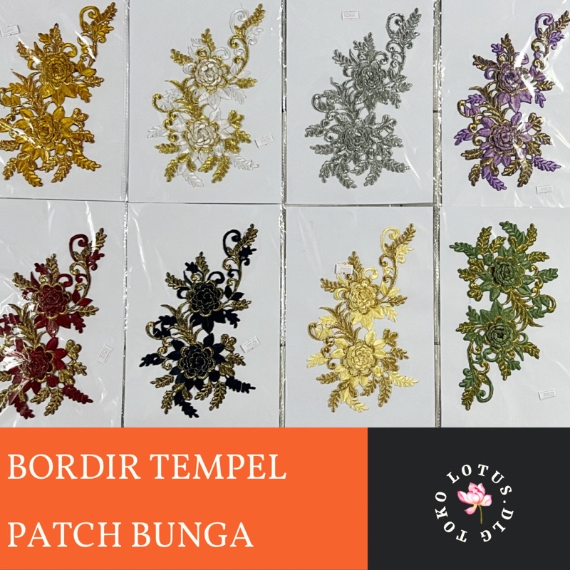 Patch bordir bunga tempel