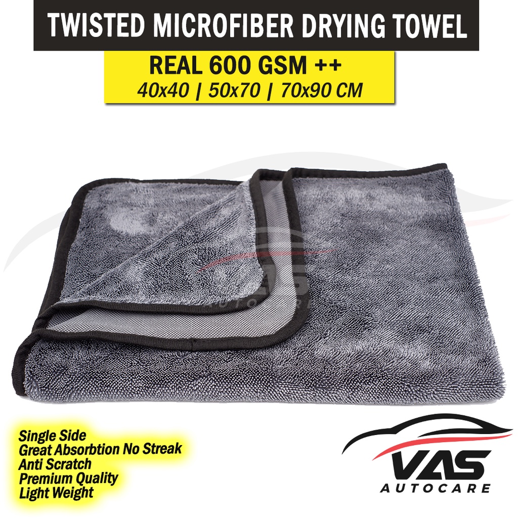 Microfiber Twisted Drying Towel Single Side Premium 600 GSM 600gsm