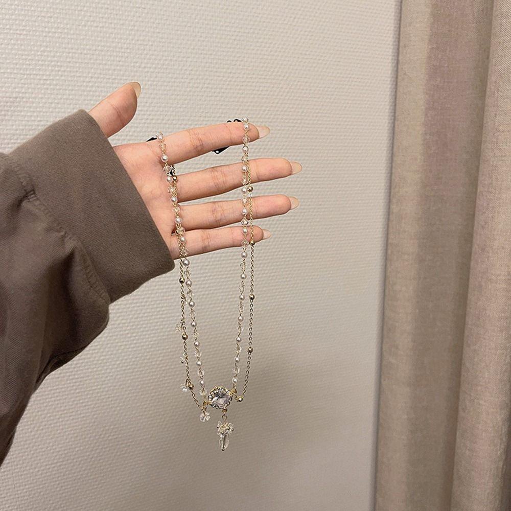 Agustinina Rantai Kepala Kristal Untuk Perempuan Antik Retro Mutiara Bunga Hiasan Dahi Pengantin Properti Foto Gaya Cina Tahun Baru Klip Samping