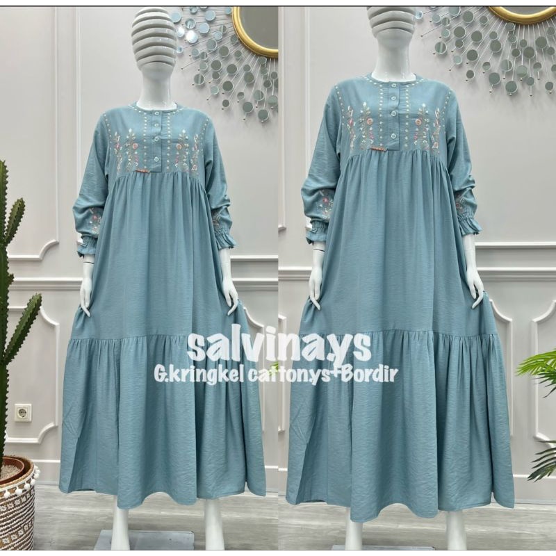 Gamis salvina.ys.kerah bordil ori 100%original new motif