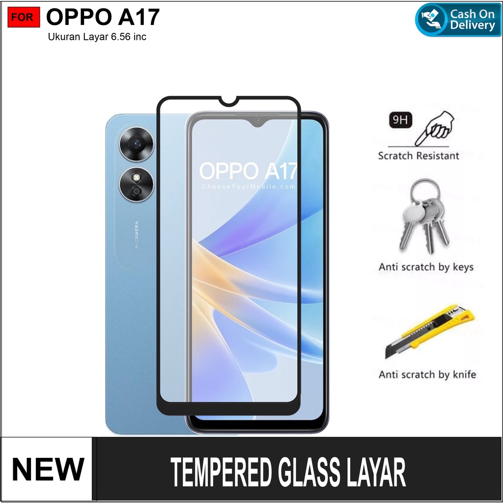 Tempered Glass Layar Oppo A17 A17K Pelindung Layar