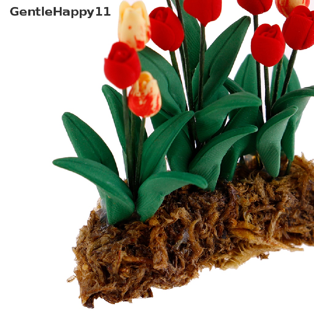 Gentlehappy 1Pc Miniatur Tanaman Bunga Tulip Skala 1: 12 Untuk Dekorasi Taman Rumah Boneka