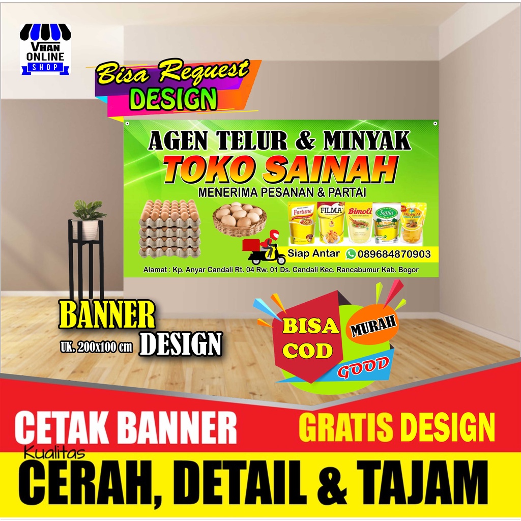 Spanduk Banner Agen Telur dan Agen Minyak Bagus Simple