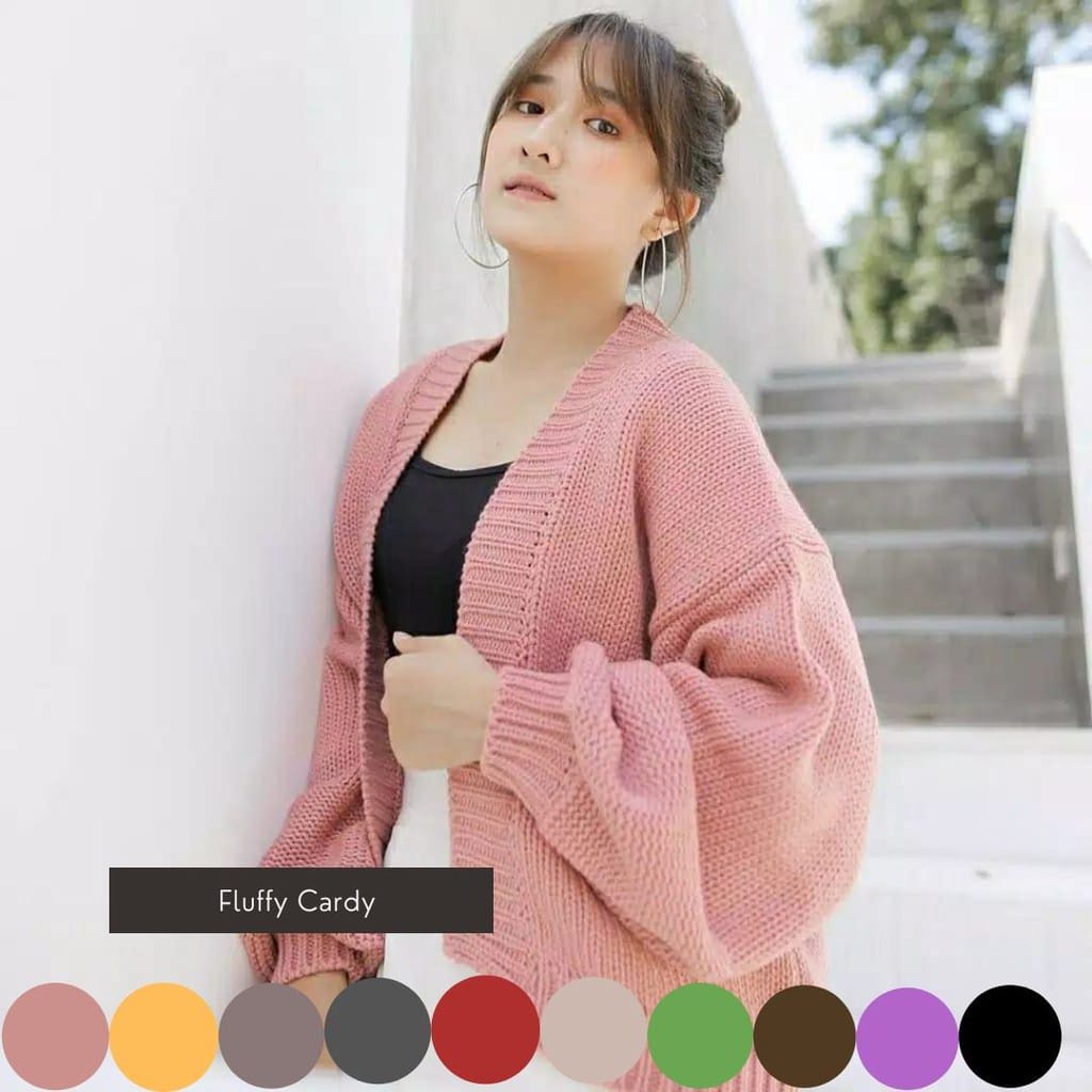 CARDIGAN RAJUT WANITA TANGAN BALON