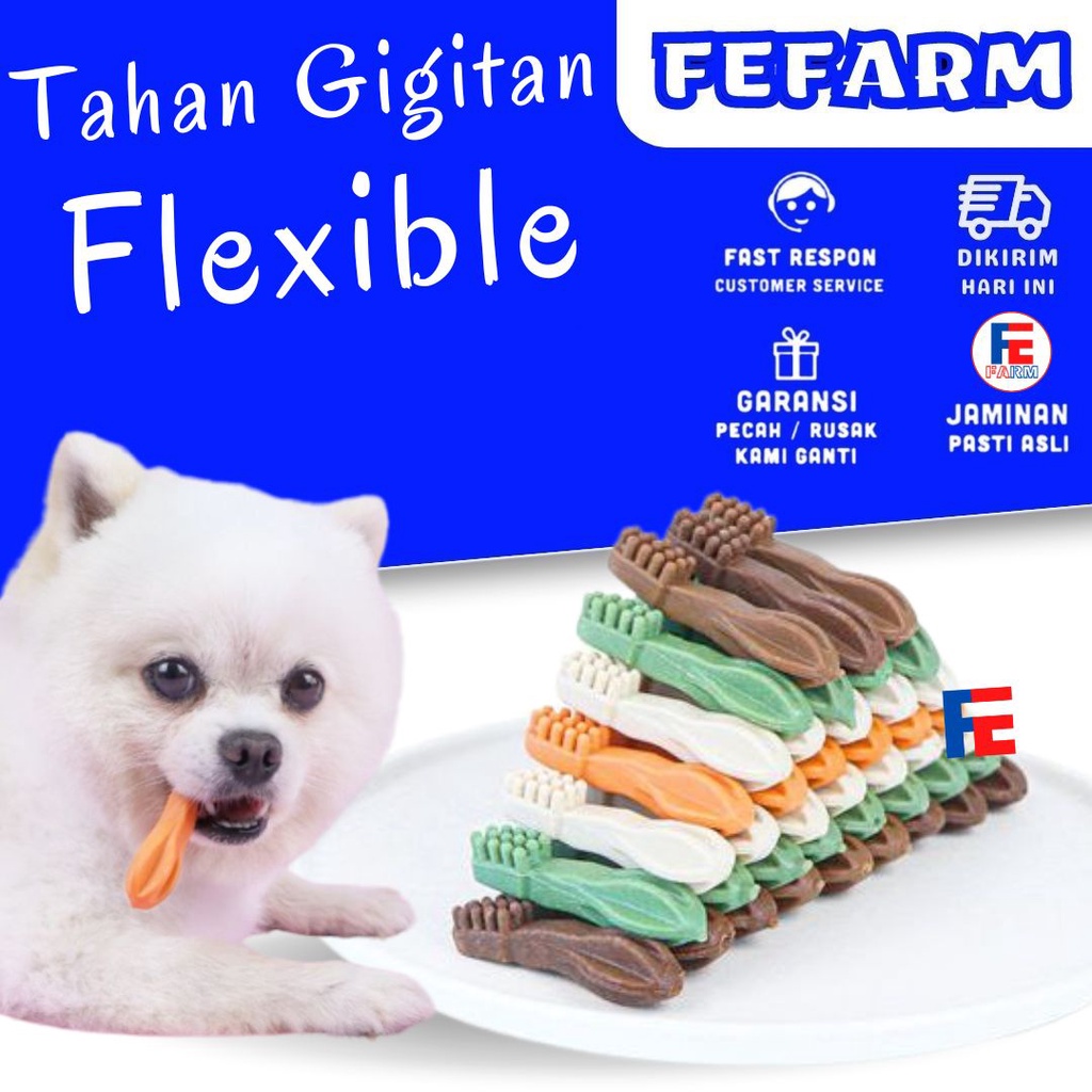 Whimzees Toothbrush Dog Chew Toys Mainan Gigitan Anjing FEFARM