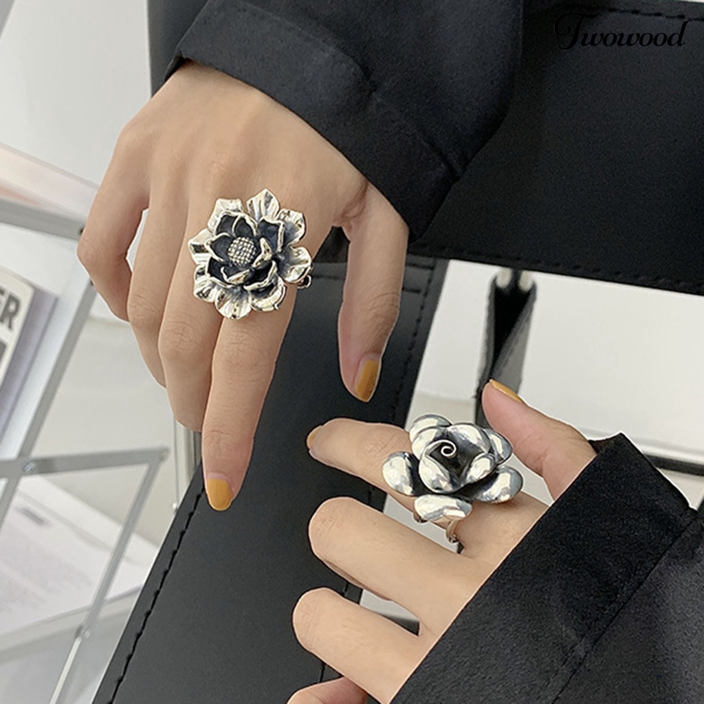 Cincin Model Terbuka Desain Bunga Untuk Wanita