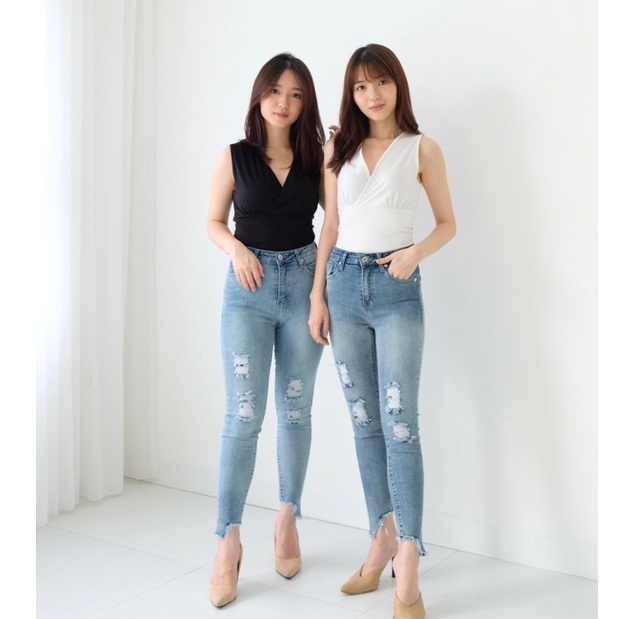 Kadaka B-0122 Highwaist Skinny Ripped Jeans Stretch Premium