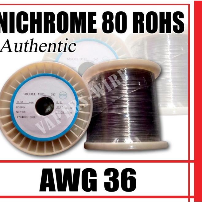 Ni80/Nichrome ROHS Awg 36 (300/350mtr)