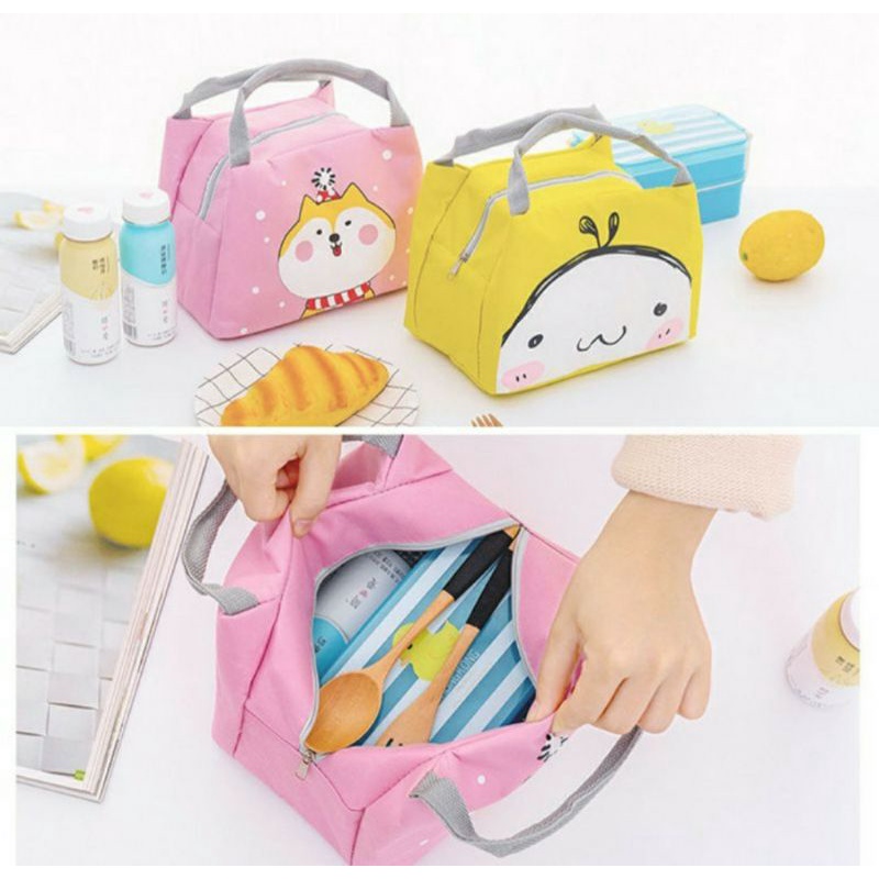 Tas Bekal Lunch Bag Cooler Wajah Kartun Tas Cute