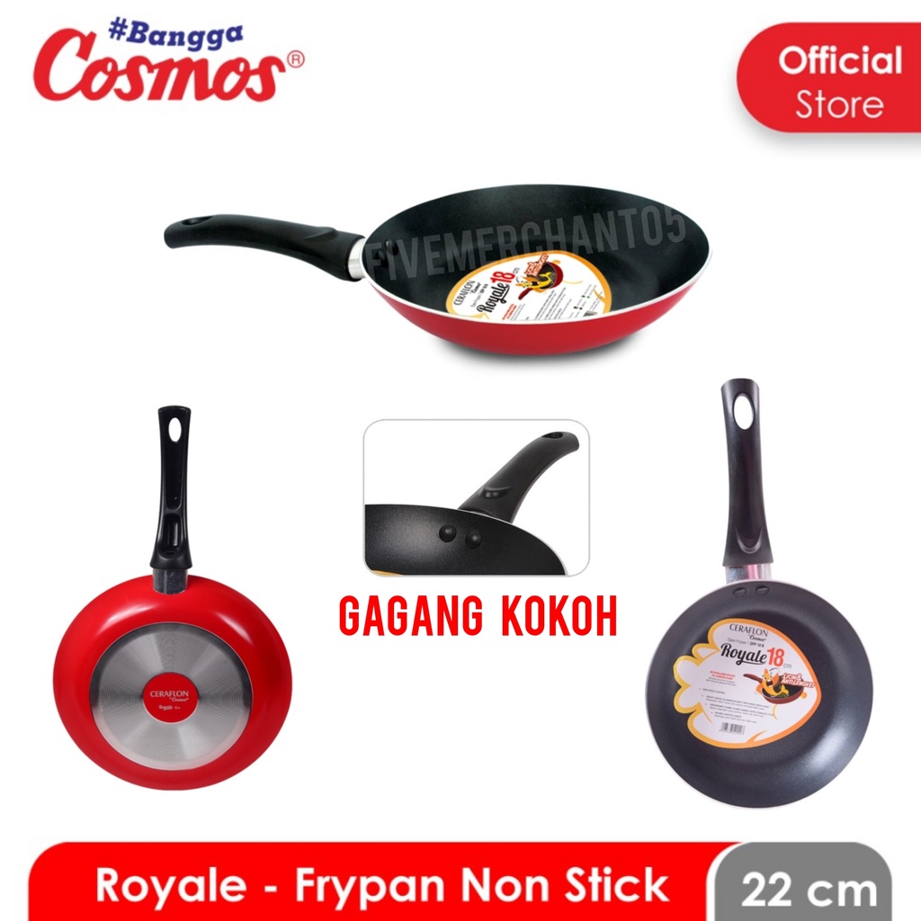 Frypan Cosmos CFP 22cm Ceraflon ROYALE Teflon Wajan Anti Lengket Royal Fry Pan Non Stick CFP R