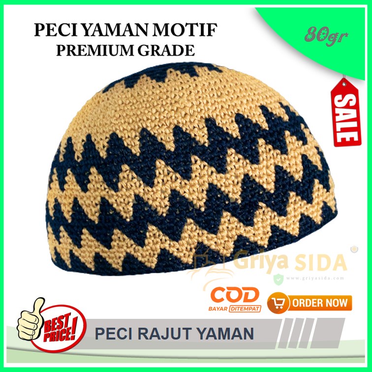 Peci rajut yaman tebal motif peci hadramaut super oleh2 haji asli peci rajut tebal PROMO!