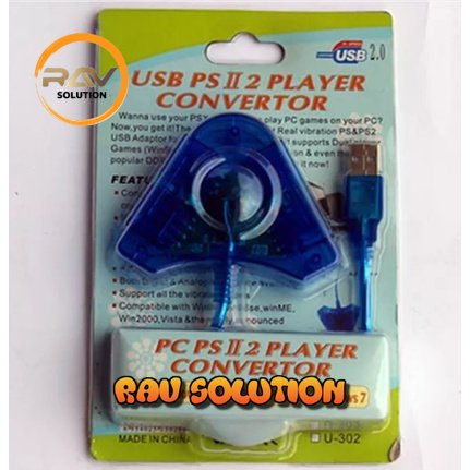 Converter  stik ps2 ke pc ps3 usb/ konverter biru usb STIK PS2 KE PS3  - RAV SOLUTION