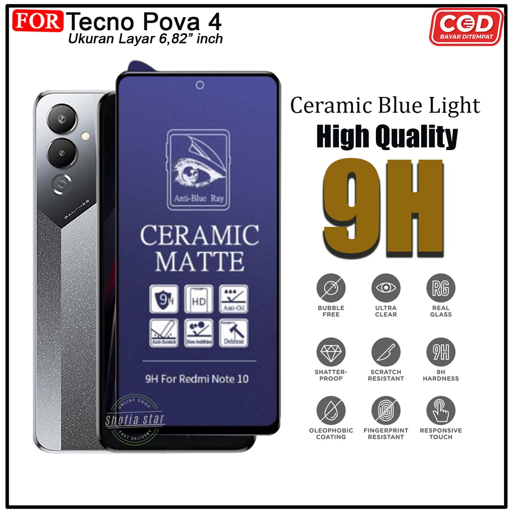 PROMO Ceramic Privacy Matte Tecno Pova 4 Pova 4 Pro Neo 2 Pova 2 Spark go 2023 Anti Spy Full Cover