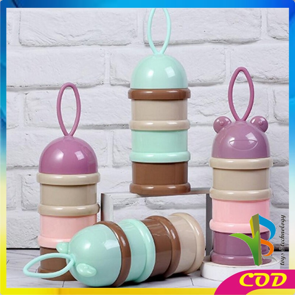 RB-C122 Wadah Tempat Susu Bubuk Bayi Travel 4Tingkat Milk Powder Container Karakter Kotak Susu Bubuk