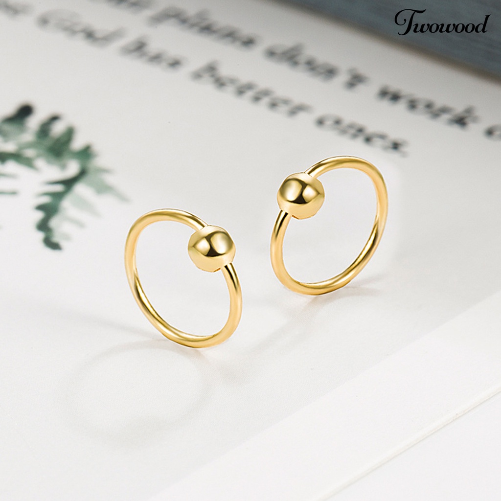 2 Pcs Anting Stud Bentuk Bulat Geometris Model Hollow Out