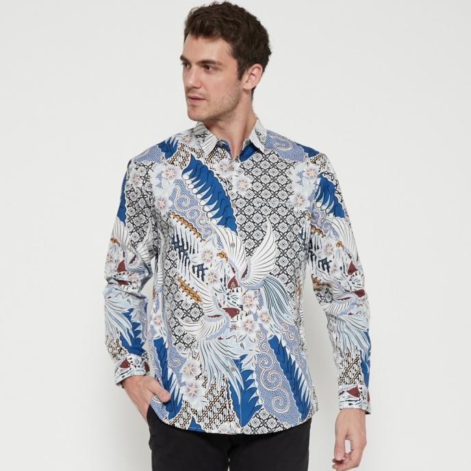 M231 Kemeja Pria Batik Panjang Warna Biru 1423B