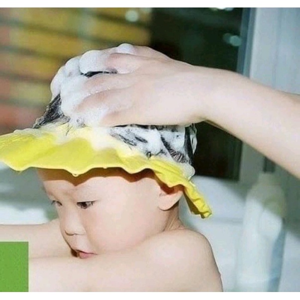 Topi Keramas Anak dengan Kancing Penutup Telinga Bahan Sponge/Baby SHOWER CAP 6-139