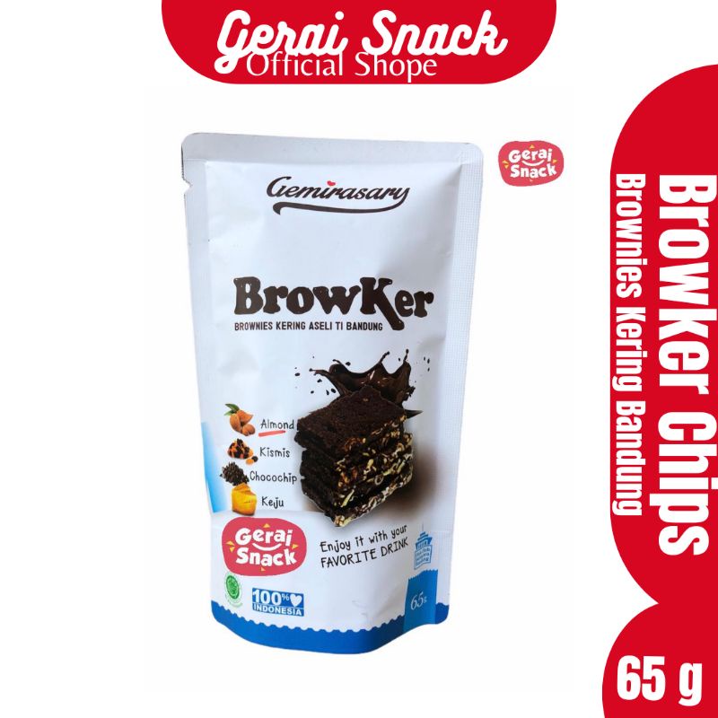 Browker Brownies Kering Extra Toping Asli Brownies Kering  (65gr)