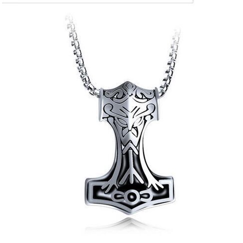 2022 Kalung Rantai Titanium Dengan Liontin Palu Thor Untuk Pria