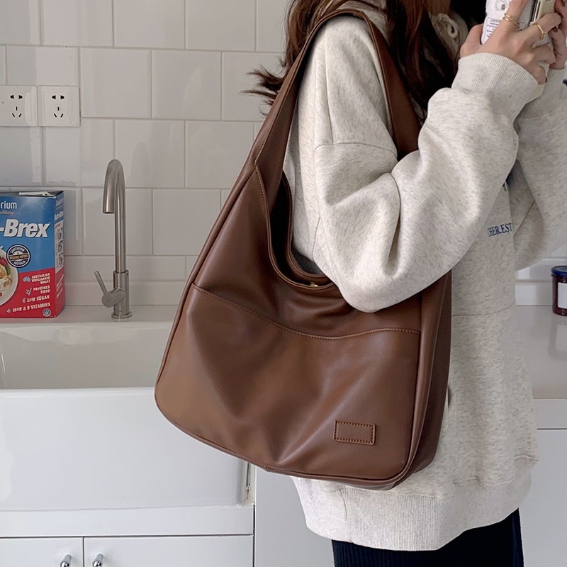 Tas Bahu Kulit Wanita Tas Cewek Besar Retro Shoulder Bag GC 8587