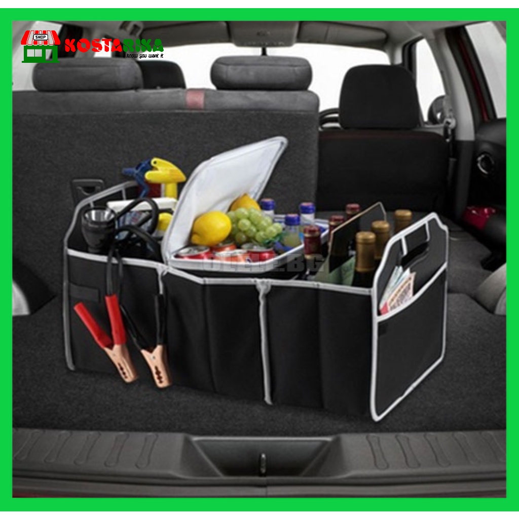 KOSTARIKA Car Box LIST PUTIH Organizer Rak Robil, Car Trunk Organizer Bagasi Mobil Menyimpan Belanjaan Dan Alat