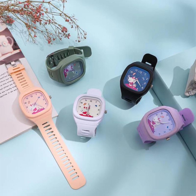 Jam Tangan Anak-anak Kitty Kecil Segar Bercahaya Jelly Cat Boys and Girls Quartz Watch