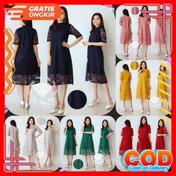 Dress Wanita Terbaru 2022 Kekinian Gaun Brokat Pendek Dres Kondangan Remaja Kristen Mewah Natal Nata