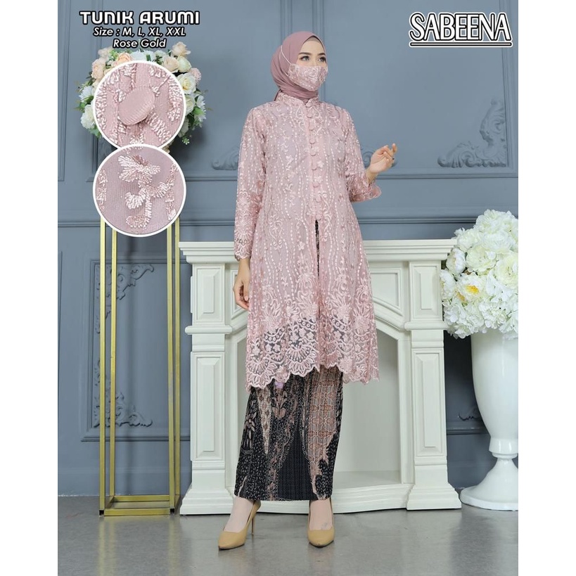 Set Kebaya Modren Tunik Busui Kabaya Wisuda Setelan Rok Plisket Kebaya Terbaru