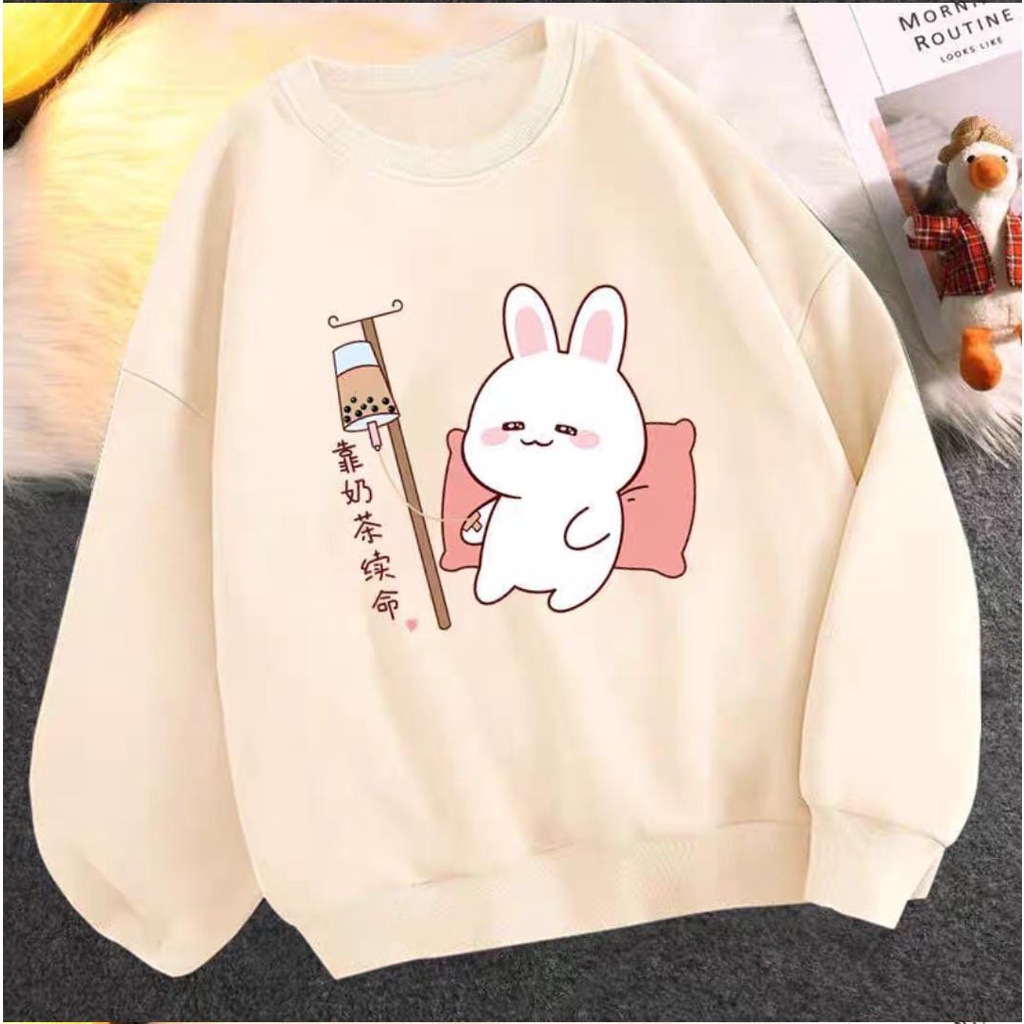 CREAM SERIES SWEATER CREWNECK WANITA GAMBAR KARTUN LUCU CREAM LOVERS