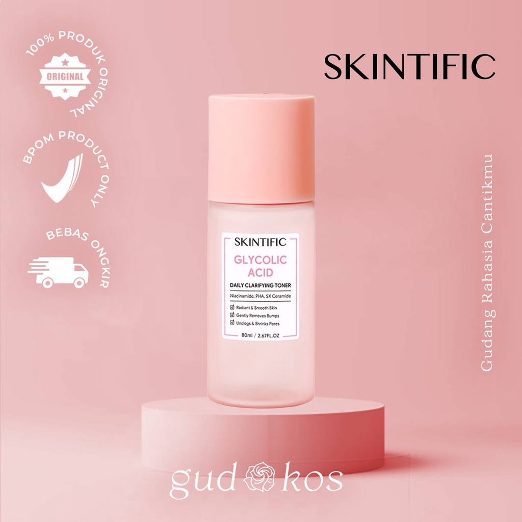 SKINTIFIC Glycolic Acid Daily Clarifying Toner / Pelembab Pencerah Kulit Wajah Glowing