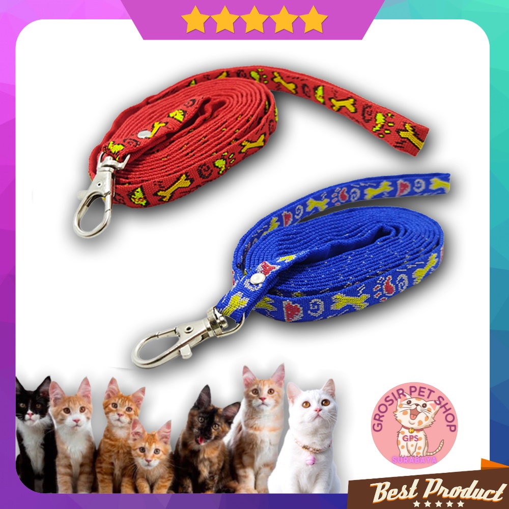 Tali Penuntun Kucing Anjing Motif Tulang Panjang 2 meter / Murah Berkualitas