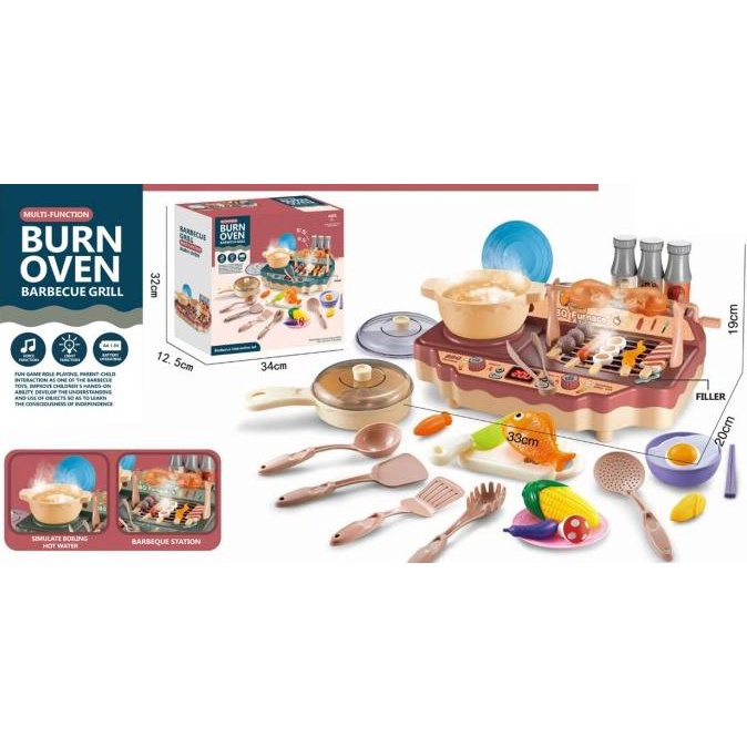 Spray Burn Oven BBQ Grill Mainan Anak Panggangan bisa keluar asap stock ada