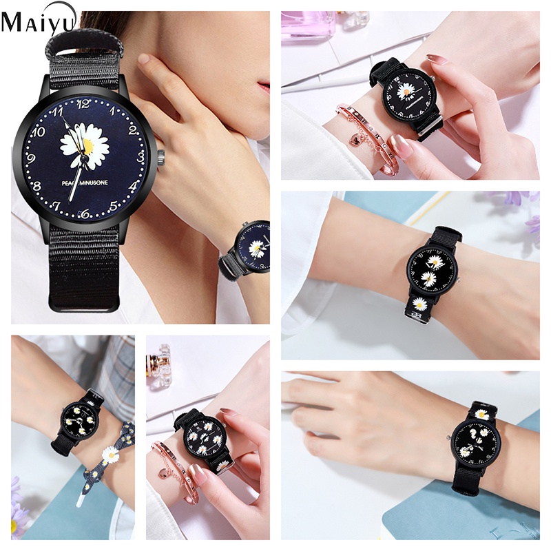 Jam Tangan Wanita A0056 Korean Floral Print Daisy Watches