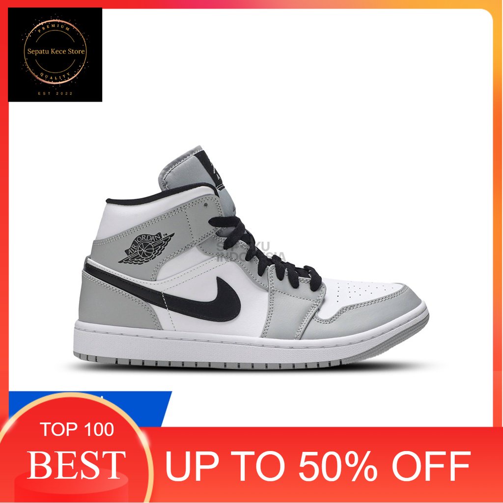 Sepatu Sneakers Air Jordan 1 Mid 'Smoke Grey' Import Original Pria Wanita