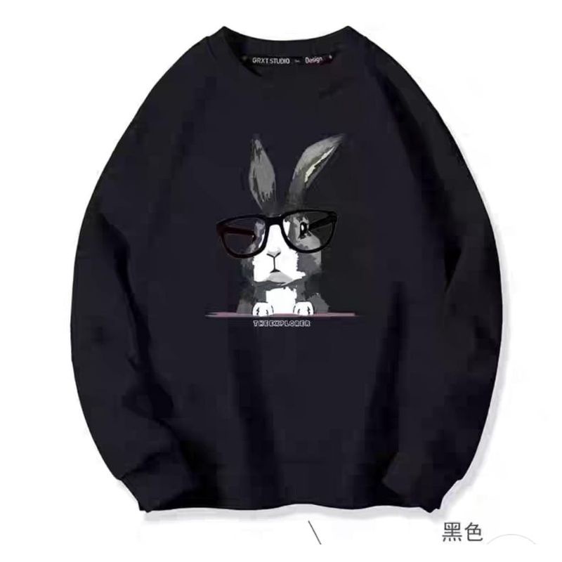 Sweater Crewneck RABBIT THE EXPLORER terbaru/ sweater basic unisex kekinian /Crewneck pria wanita kualitas distro