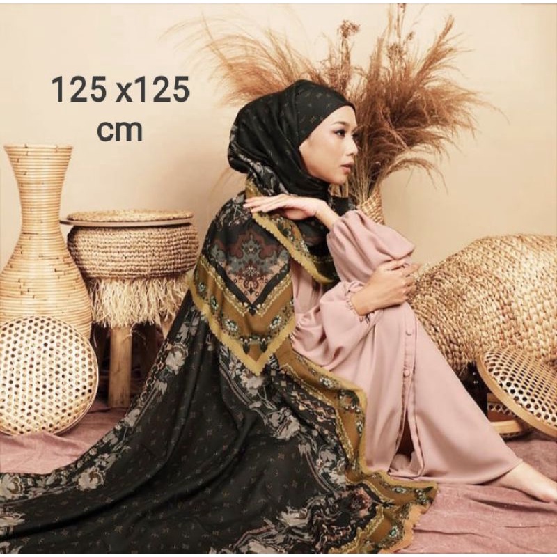 SALE HIJAB / SYARI SCELLOO HITAM / COD / KERUDUNG VOAL MOTIF / SEGI EMPAT VOAL / JILBAB TERBARU / LA