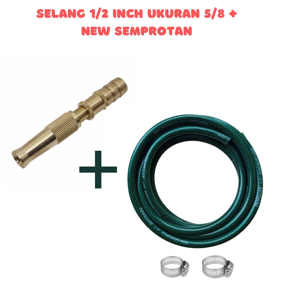 PAKETAN SELANG BENANG HIJAU ANTI LUMUT 5/8 INCH 1MM + KEPALA SEMPROTAN NEW MODEL