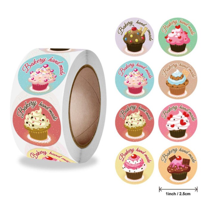 

Sticker Thank You Bakery Handmade Hand Made Cupcake 2,5 cm 500pcs/Roll