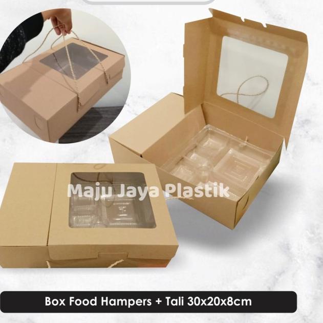 Box Food Hampers + Tali / Box Kraft Mika + tali - Putih