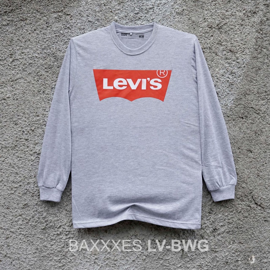 Kaos Pria Lengan Panjang - Kaos Levis - Batwing Abu