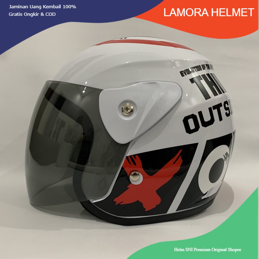 11.11 Helm Evo Outside Putih Glossy Nuvo Helem SNI Helmet Dewasa Motif