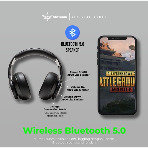 ITSTORE Headset Gaming Bluetooth LOW LATENCY NYK NEMESIS X900 LITE SINISTER