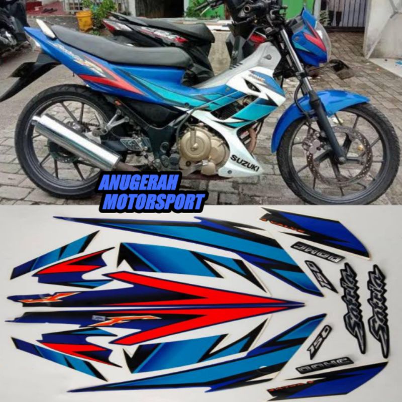 striping / sticker lis satria Fu biru putih 2007